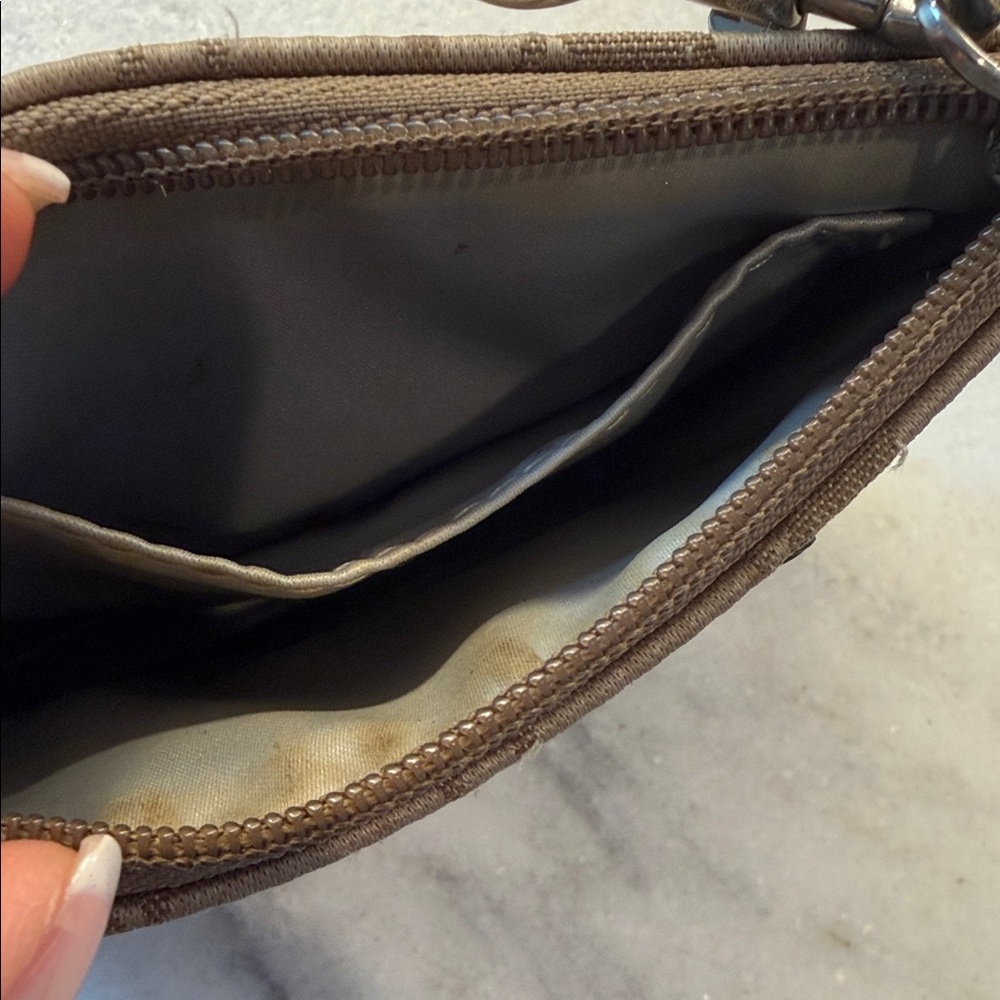 Coach Beige Canvas Wristlet with Red Trim and Patch - Picture 7 of 8